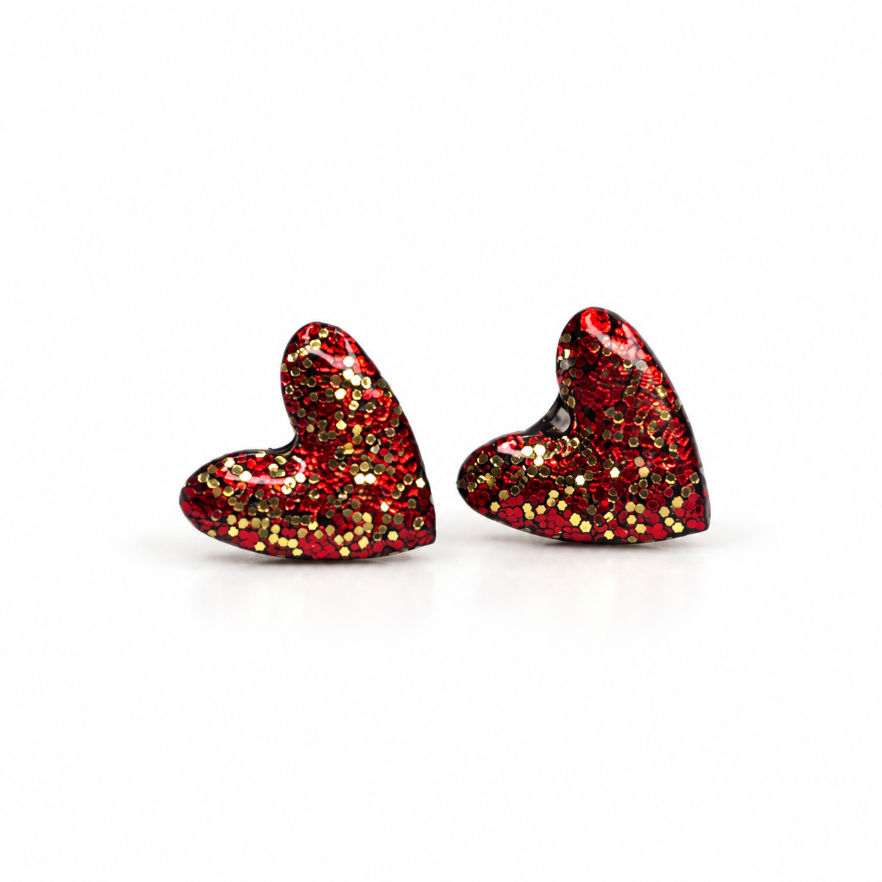 Srdíčka - červená se zlatými flitry MINI
